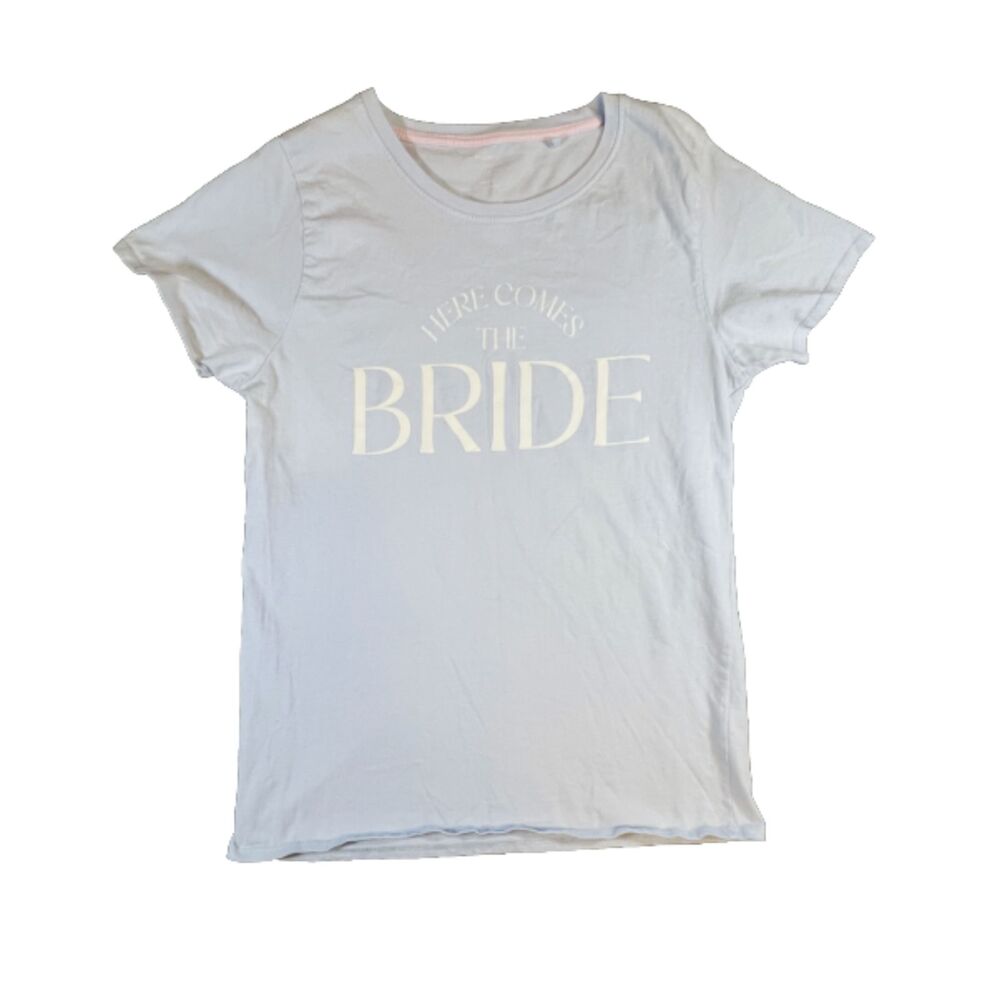 Miss To Mrs Here Comes The Bride Blue Tshirt Medium